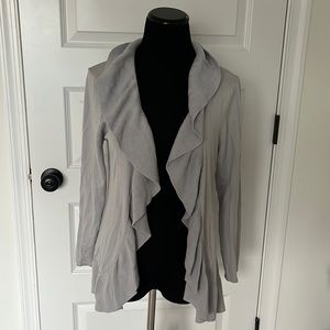 Lulu B Ruffle Sweater Gray Cardigan